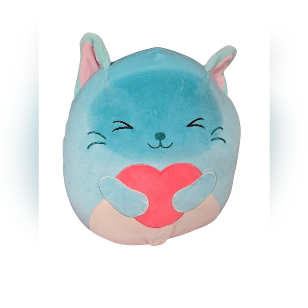 Blue Cat Plush Toy with Heart